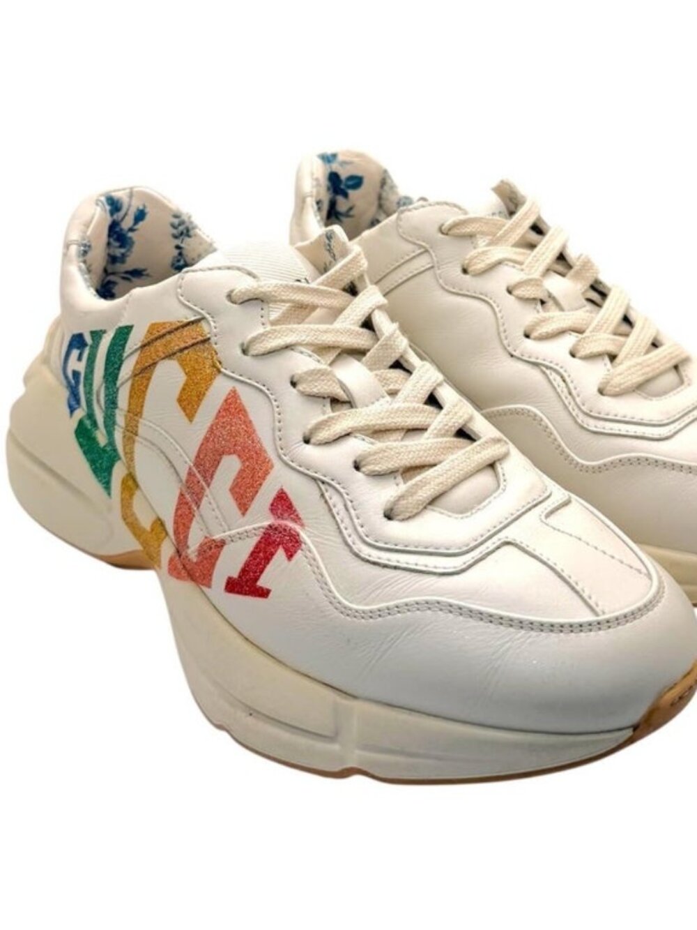 AUTHENTIC GUCCI RHYTON RAINBOW GLITTER TENNIS SHOES SNEAKERS SIZE 36